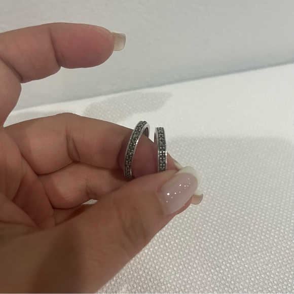 VINTAGE Judith Jack Stackable Rings Marcasite & Sterling set of 2 bands size 7.5 - Picture 3 of 6